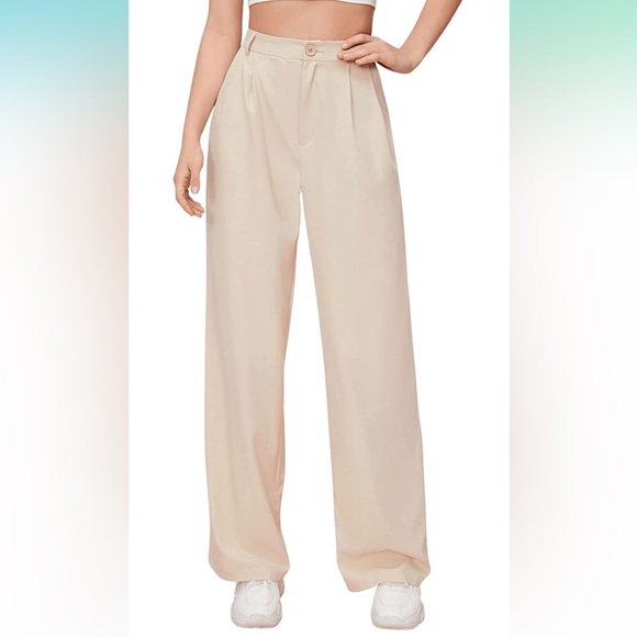 Amazon Pants - Never worn, brand new, Wide Leg High Waisted Button Down Straight Long Trousers